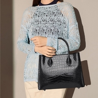 Sac à main de créateur pour femme en cuir de ventre de crocodile, doublure en cuir de vachette véritable, grande capacité, avec poignée supérieure, sac à bandoulière et sac porté croisé