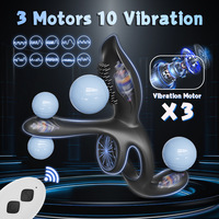 3-in-1 Vibrierender Penisring 10 Modi Dreifach-Motor Perineum-Vibrator G-Punkt Klitoris-Stimulator Erwachsenen-Paar-Sexspielzeug