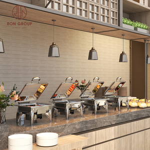 Equipo de <span class=keywords><strong>Buffet</strong></span> Moderno Cuadrado, Recipiente para Calentar Comida de Acero Inoxidable con Tapa de Vidrio, para Uso Comercial en Hoteles y Restaurantes - Product Image 5
