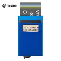 TILONSTAR TVC106 Hadiah Unik Pria Dompet Kartu Kredit RFID Billeteras Para Hombre Tempat Kartu Aluminium Pop Up