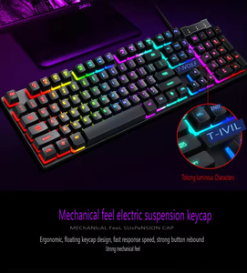 คีย์บอร์ดเกมมิ่งแบบมีสาย USB พกพาสะดวก ไฟ RGB รองรับภาษาสเปนและเกาหลี รองรับออปติคอล สำหรับแล็ปท็อปและคอมพิวเตอร์ Windows - Product Image 3