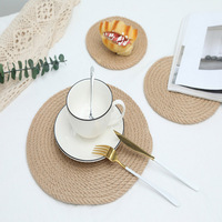 Napperons de table en jonc de mer durable, sets de table en lin vintage, solides, naturels, rustiques, bohèmes pour la maison, les mariages et les banquets