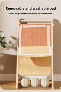 Rascador para Gatos en Forma de L, Sostenible, de Madera/MDF en Ángulo, con Tres Bolas de Sisal, Estilo Básico - Product Image 4