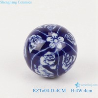 RZTo04 — jolie boule en céramique bleu et blanc, 4CM, ornement d'arbre de noël