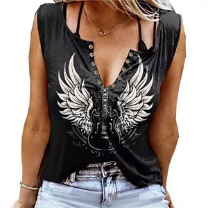 Débardeurs pour femmes style <span class=keywords><strong>vintage</strong></span> rock and roll, t-<span class=keywords><strong>shirt</strong></span> mignon de groupe de musique country, col en V, mélange de coton, tissu Dobby (S Gris) - Product Image 5