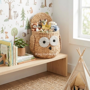 Panier en jacinthe d'eau tressé à la main en forme de hibou, taille personnalisée, pour vêtements et jouets de bébé, fabriqué au Vietnam - Product Image 4