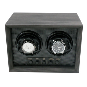 豪华定制标志自动数字显示黑色木质2槽手表收卷机保险箱手表储物包装盒 - Product Image 4