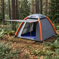 Tente de camping gonflable solaire avec pompe à air électrique, gonflage automatique en 1 minute, tente de glamping de luxe 4 saisons avec panneau solaire