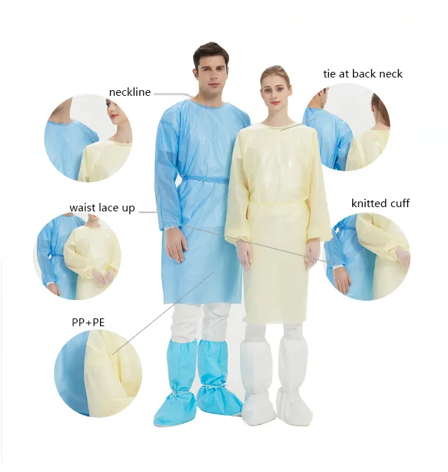 Disposable Personal Protective AAMI Level 1 2 3 Isolation Gowns Work Clothing Protection Suits with high quality and good price