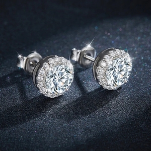 Boucles d'oreilles clous romantiques pour femme 0,5 ct, forme boule, moissanite sertie griffe en or rose pour anniversaire et fiançailles - Product Image 3