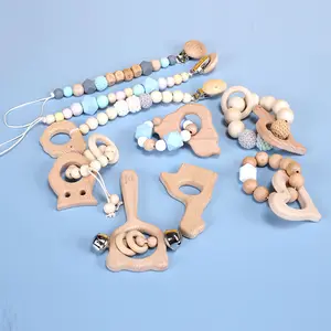 Bé Bằng Gỗ Rattle Cầu Vồng Tay Chuông Bé Lục Lạc Jingle Chuông Trẻ Sơ Sinh Shaker Teether Bé Bằng Gỗ Rattle