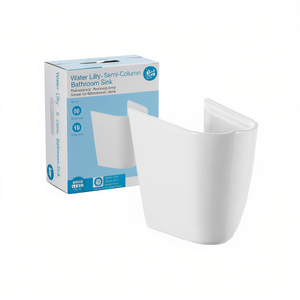 Lavabo semi-colonnaire Water Lily pour salle de bain, 39,5 cm de longueur, 28,5 cm de largeur, 31,5 cm de hauteur - Product Image 3