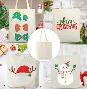 Sacs fourre-tout en toile de coton beige imprimable, personnalisables, faits main, réutilisables, pour le shopping, robustes et vierges - Product Image 4