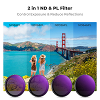 Kit de Filtros para Cámara de Acción K&F Concept, 4 Filtros de Empuje 2 en 1 ND/PL, Compatible con DJI Osmo Action 3/4/5 Pro