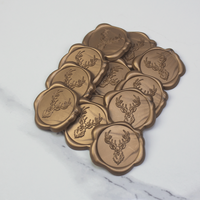 Sello de Cera 3D de Lujo en Bronce Antiguo, Adhesivo, con Diseño de Cabeza de Ciervo/Toro, para Invitaciones de Boda y Empaquetado