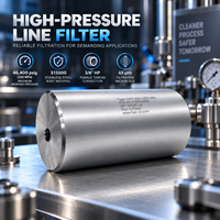 Filter Inline Tekanan Tinggi 46400 Psig 320MPa S15500 Baja Tahan Karat 65 Mikron 3/8 HP Ulir Betina Sistem Filtrasi Hidrolik
