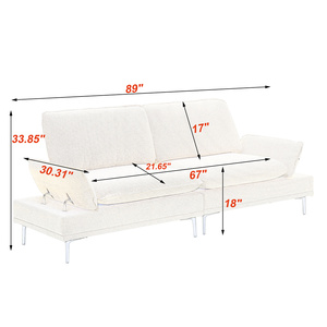 Divano a 2 Posti in <span class=keywords><strong>Cotone</strong></span> e Lino su Misura con Braccioli Regolabili <span class=keywords><strong>Poltrona</strong></span> per Appartamenti, Soggiorni e Uffici - Product Image 6