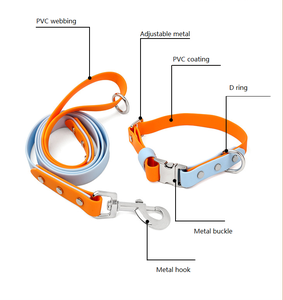 Venta al por mayor de correas suaves de PVC impermeable perro hebilla Collar correa de lujo de moda ajustable perro Collar de plomo conjunto - Product Image 5