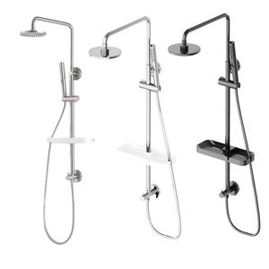 Ensemble de mitigeur de douche à installation facile Ensemble de robinet de douche rond en nickel brossé 304 SUS Système de douche à effet pluie de remplacement avec <span class=keywords><strong>support</strong></span> - Product Image 6