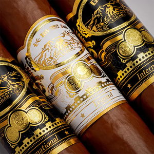 ออกแบบโลโก้แบรนด์ส่วนตัว พิมพ์ฉลากซิการ์หรูหรา ปั๊มฟอยล์ทอง ปั๊มนูน 3 มิติ ปั๊มร้อน ปั๊มนูนวงแหวนซิการ์ - Product Image 1