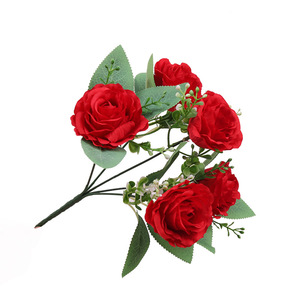 Roses romaines rétro, fleurs artificielles en soie simulée pour la décoration murale de fond de mariage, décoration florale pour le salon - Product Image 6