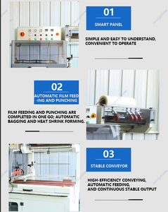 Machine d'emballage sous film rétractable, contrôle PLC, scellage automatique, collage, emballage de boîtes en papier, fonctionnement facile pour l'emballage de sachets alimentaires - Product Image 4