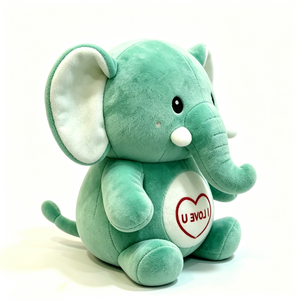 Customized mint green <b>elephant</b> plush with heart for nursery <b>decor</b> - Product Image 1