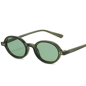 Lunettes de soleil ovales rétro tendance 2026 avec rivets, protection UV400, petite monture, pour hommes et femmes, personnalisables avec logo - Product Image 1