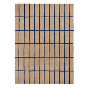 Checker Rug <b>Cream</b> Gold Hand Tufted Wool Modern Solid Color Loop High Pile Handmade Durable Washable Non-Slip Pet Friendly Picnic - Product Image 1