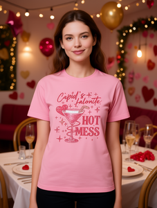 T-shirt da donna Cupid's Favorite Hot Mess, rosa, a maniche corte, stampata, per San Valentino, casual, in jersey 100% cotone, girocollo - Product Image 2