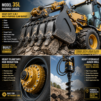 HDL-35L Backhoe Loader Mesin 72kW 1.2m³  Front Loader 0.3m³  Rear Excavator 4500kg Kedalaman Penggalian 2800mm Mesin Konstruksi