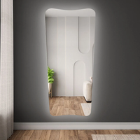 Miroir de salle de bain pleine longueur style rétro avec rétroéclairage changeant de couleur, interrupteur tactile, résistant à l'eau, à fixer au mur