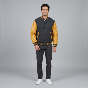 Veste universitaire pour homme respirante OEM avec broderie en chenille et manches en cuir, tendance personnalisée, équipe américaine de basket-ball universitaire - Product Image 1