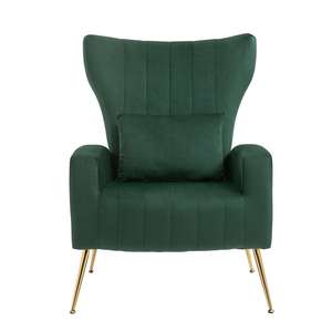 Golden Velvet Tufted Wingback Armchair for Living Room Bedroom Home Office Apartment Hotel Dining Use - Product Image 4