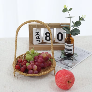 Keranjang Buah Anyaman Tangan Gaya Eropa Rak Penyimpanan Bertingkat untuk Dapur Ruang Tamu Pengatur Camilan Dekorasi Rumah - Product Image 4