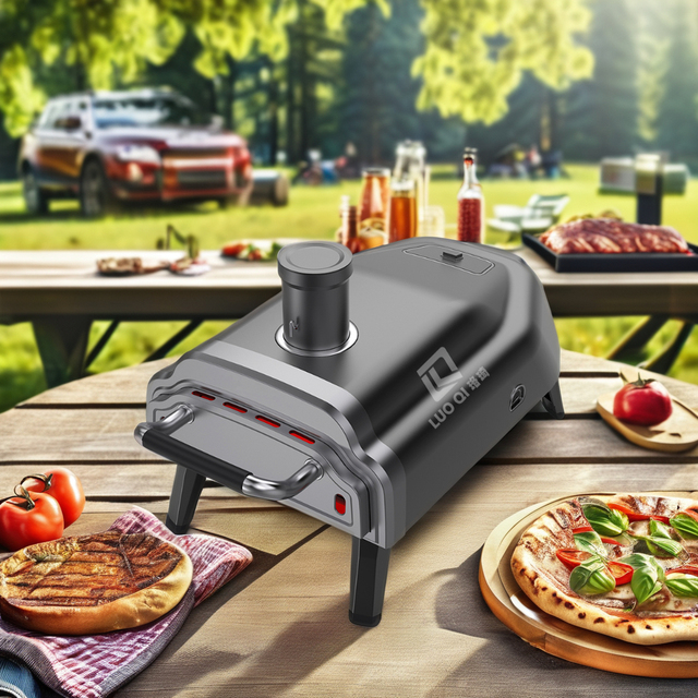 Stainless Steel Mobile Pizza Oven for Outdoor Cooking Easy-to-assemble and Powder Coated for Steak Chicken and Gas Barbecue