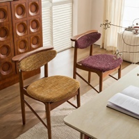 Chaise de salle à manger en bois de frêne de style moderne du milieu du siècle, dossier rembourré en tissu, légère et durable pour salle à manger ou salon