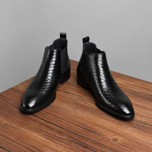 Zapatos de Cuero con Punta en Pico para Hombre, Zapatos Formales de Negocios de Cuero Genuino, Zapatos de Novio para Boda, Zapatos Derby con Suela Gruesa para Aumentar la Estatura - Product Image 4