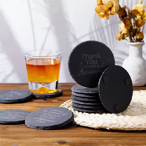 Posavasos de pizarra negra personalizado Precio de fábrica Posavasos de piedra de pizarra Posavasos de pizarra redondos cuadrados personalizados para <span class=keywords><strong>Du</strong></span> <span class=keywords><strong>Nord</strong></span> 52 ochenta - Product Image 2