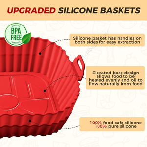 Olla de silicona cuadrada para freidora de aire al por mayor, apta para uso alimentario, resistente al calor, fácil de limpiar, revestimiento antiadherente para cestas de freidoras, accesorios. - Product Image 3