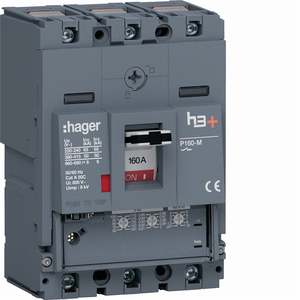 HMS160GC ปรับแต่งได้ด้วยเซอร์กิตเบรกเกอร์แบบหล่อขึ้นรูปของ Hagers รุ่น h3+ P160 LSnI 3P 50kA 160A - Product Image 1