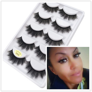 Ensemble de 5 paires de faux <span class=keywords><strong>cils</strong></span> en <span class=keywords><strong>soie</strong></span> synthétique, prix bon marché, emballage de <span class=keywords><strong>cils</strong></span>, 5 paires - Product Image 4