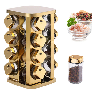 <span class=keywords><strong>Carrousel</strong></span> à <span class=keywords><strong>épices</strong></span> de cuisine, tour à <span class=keywords><strong>épices</strong></span> rotative à 16 pots, organisateur de bouteilles en verre, support de rangement pour sel et condiments - Product Image 1
