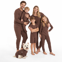 Hongbo Vente chaude Ensemble de pyjamas maman papa et moi en coton Blancs personnalisables en bambou et élasthanne Tenues assorties pour la famille de Noël Pyjamas