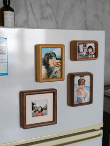 Solid Wood Handmade Eco-Friendly Durable Mini Magnetic Refrigerator Photo <strong>Frame</strong> <strong>with</strong> Giclee <strong>Print</strong> Creative Tabletop Display - Product Image 1