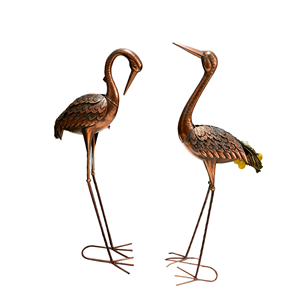 Statue de grue en fer bronze antique, style Art Déco, pour jardin extérieur, flamant rose, animal fait main, résistant à l'eau et aux intempéries, pour parc et étang - Product Image 1