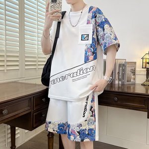 T-shirt d'été à manches courtes pour <span class=keywords><strong>homme</strong></span> Associez une <span class=keywords><strong>tenue</strong></span> pour <span class=keywords><strong>homme</strong></span> à une paire de shorts de sport slim de Cool Fashion Men Suit - Product Image 5