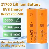 Batería de Iones de Litio Ternaria Recargable Cilíndrica INR21700 de 5800 mAh, 3C, 18A, Alta Densidad de Energía, 5600 mAh, 5700 mAh, 21700, 58E