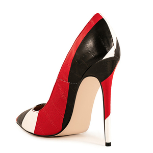 Escarpins à talons aiguilles pour femme, grande taille 47, coupe large, à bout pointu, avec nœud, patchwork, multicolores, élégants - Product Image 2