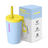 Gobelet isolé 14oz pour enfants gobelet avec paille gobelet sous vide en acier inoxydable bouteilles d'eau étanche facile à nettoyer